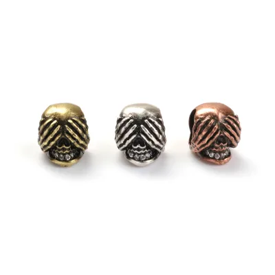 Antique Style Skull Bead,CZ Micro Pave Skull Bead,Men's Bracelet Charm
