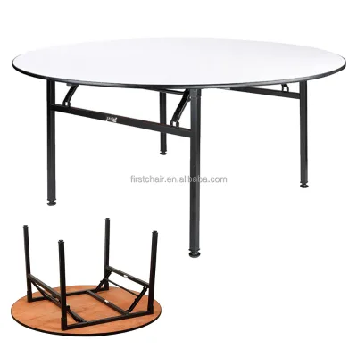 Wholesale Hotel Furniture Outdoor Event Used Metal Frame Wooden Rectangular Round Folding Table