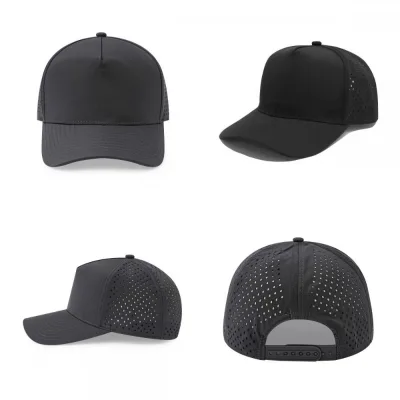 AI-MICH Factory Supply No MOQ 5 Panel Quick Try Breathable Designer Trucker Hat With Metal Hulk Outdoor Work Sports Cap