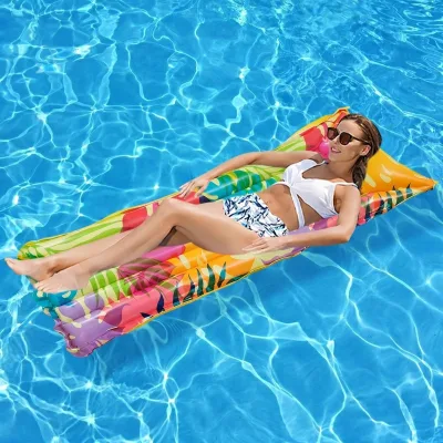Cross-border New Colorful Leaf Single-Person Mermaid Tail Inflatable Floating Row Summer Pool Entertainment Floating