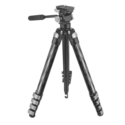 Heavy Duty 29mm Full Carbon Fiber Tripod, Metal Flip Locks, Aluminum Alloy 3-Way Fluid Head for Camera Telescope Mount