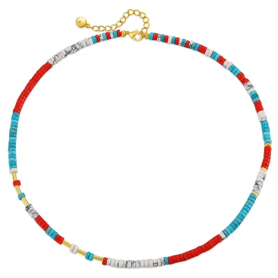 Winter Vintage New Design Natural Green Turquoise Agate Beaded Necklace