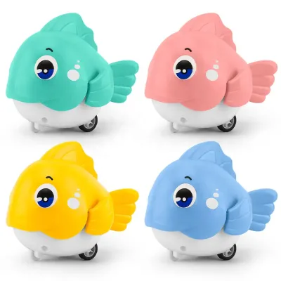 Fun Press Cartoon Fish New Children's Creative Press Inertia Car Four-color Optional Tail Joint Shaking Gifts Toy