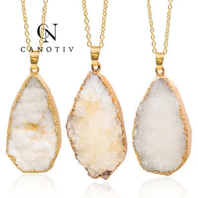 Irregular Natural Stone Druzy Quartz Pendants Charms Women Crystal Pendants for Jewelry Necklace