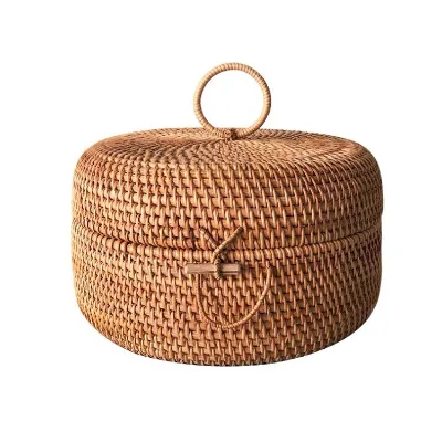 Japanese-Style Rattan Storage Basket Desktop Woven for Home Living Room Desktop Dried Fruits Snacks