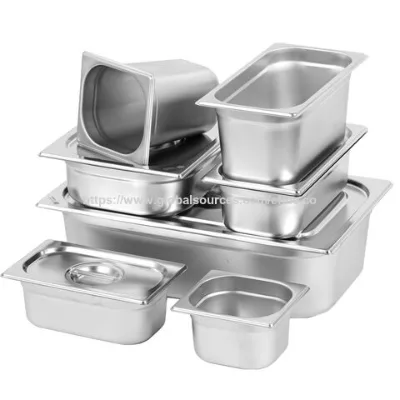 Anti-Jam Gastronorm Pan Commercial Restaurant Rectangular American Style Food Storage Kitchenware Stainless Steel Full Size GN Pan