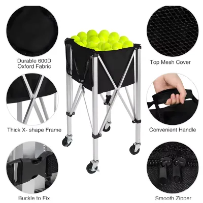 Sharewell Factory Wholesale Large Capacity Tennis Ball Hopper Cart Tennis Teaching Trolley Cart Table Tennis Folding Table