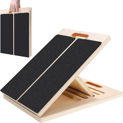 Portable Slant Board for Calf Stretching, Adjustable Wooden Calf Stretcher, Calf Stretch Board for Squats Leg Knees Stretching