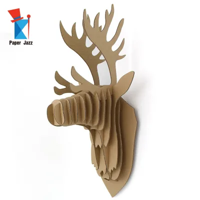 Customized Printing DIY Assembly Cardboard Deer Head Model Wall Hangings for Decoration or Kids Education 3D Paper Puzzle