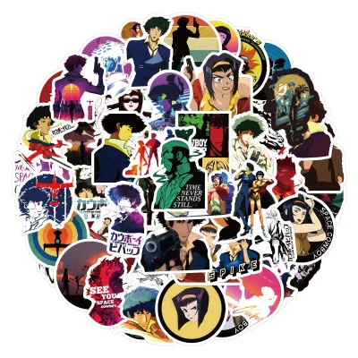60pcs/bag New Design Anime Cowboy Spike Spiegel Water Proof Removable Vinyl Stickers for Skateboard Phone Laptop Decoration