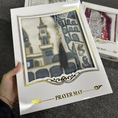 Soft Plush Turkish Janamaz Sejadah Carpet with  Plain Solid Prayer Mat Ramadan Eid Gift