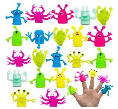 Funny Colorful Monster Stretchy Finger Puppets Soft Rubber Children's Party Favors Plastic Finger Doll Toys