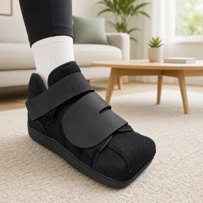 Professional Closed Square-Toe Post-Op Shoe - Enclosed Foot Support with Removable Cover Plate