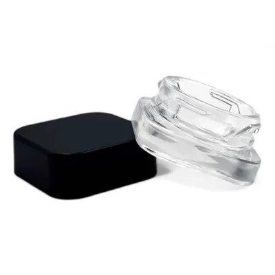 High Quality Square Glass Jar with Black Plastic CR Cap for Wax Eye Cream Pills Medicines