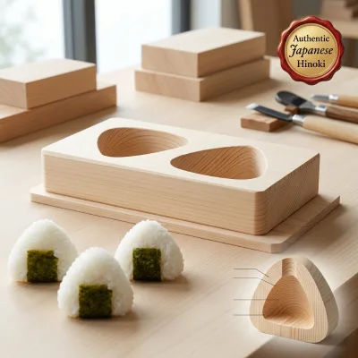 Wholesale Custom Logo Hinoki Wood Onigiri Mold - Premium Japanese Cypress Rice Ball Press - Antibacterial Musubi Maker for Chef