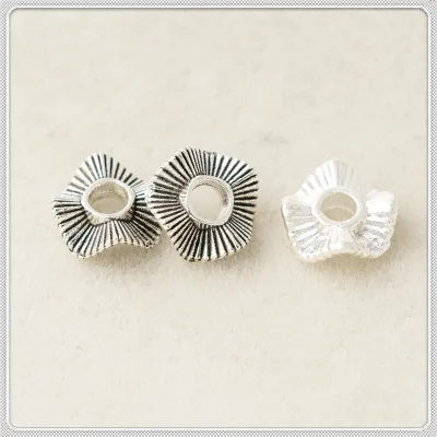 Alloy Silver-plated Pentagonal Jewelry Striped Spacer Bracelet Sweater Chain Beads DIY Jewelry Accessories Loose Beads