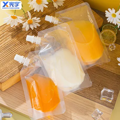Wholesale Drinking Water Suction Bag Outdoor Portable Stand up Plastic Pouch With Leak Proof Nozzle for Fruit Juice Soda Water