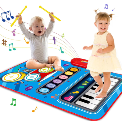Baby Toys 2-4 Year 2 in 1 Musical Mats Piano Keyboard & Drum Kids Music Mat Floor Piano Keyboard Mat Baby Music Baby