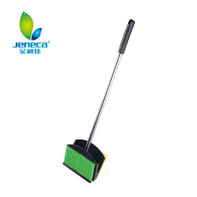 Jeneca Double-side Scraper Strong Cleaning Tool Aquarium Brush Stainless Steel Rod Durable Plastic for Kitchen Patio Fish Tank