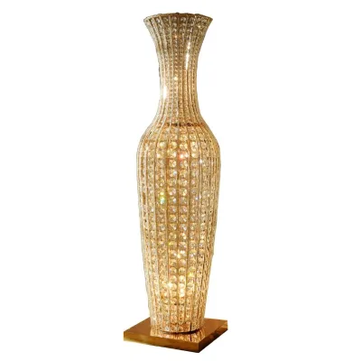 Crystal Floor Lamps Home Decor Finish Floor Light Standing Lamp Gold Metal Steel Frame Big Vase Shape Home Decoration Hotel E14