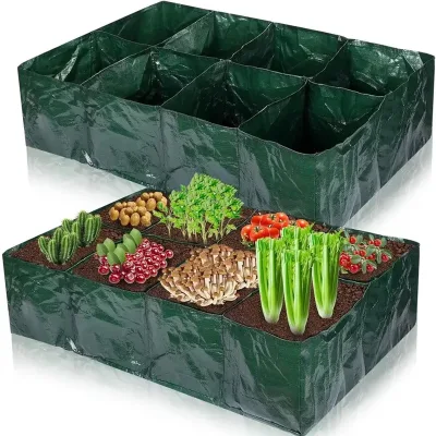 Hot Sell Rectangle Plant Growing Bag Convenient Dividing Vegetable Flower Soil Planter for Nursery Fabric Felt Material Grow Bag