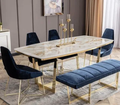 Indoor Modern Rectangular Dining Table Set for Kitchen Dinette Breakfast Nook for 6 Persons