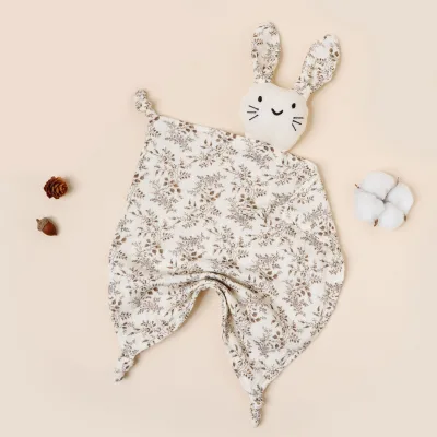 Cross-border Best-selling Printed Baby comfort Throw Blanket Pure Cotton Double-layer Gauze Sleeping Companion cat Plush Toy