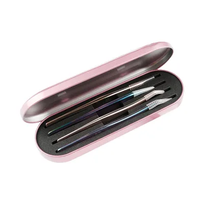 High Quality Metal Double Layer Sponge Storage Box for Eyelash Tweezers Tweezer Packaging