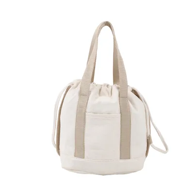 Durable Lightweight Waterproof Canvas Drawstring Bucket Handbag Casual Shoulder Tote Bag for Daily Use & Travel