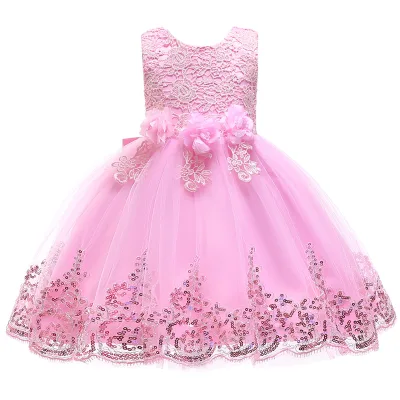 European Style Wholesale Children Clothing Girl Wedding Dress Kids Lovely Birthday Party Tutu Dresses for Girls Sleeveless