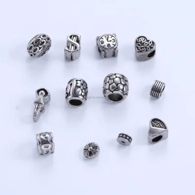 Wholesale Tube Bead Stainless Steel Dollar Sign Heart Clock Spacer Bead Punk Loose Beads Men Beard Bracelet DIY Jewelry Supplies