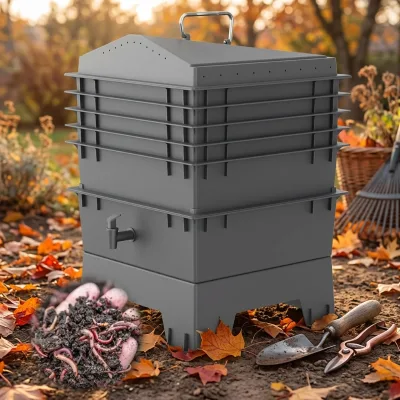 Modern 5 Tray Worm Factory Standard Worm Bin for Home Recycling Food Waste Stackable Composting Bin