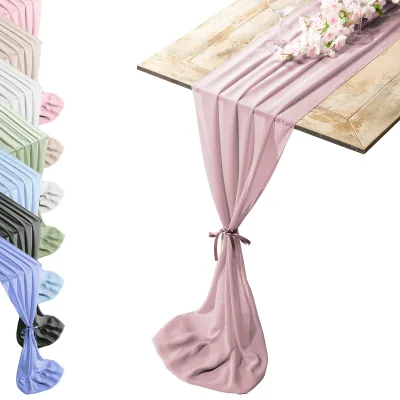 Luxury New Chiffon Pink Table Runner for Dinning Room Wedding Party Table Decoration