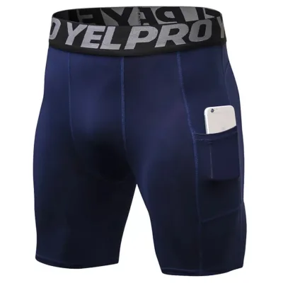 Sports Underwear Men Basketball Football Soccer Tight Compression Athletic Workout Shorts with Pocket