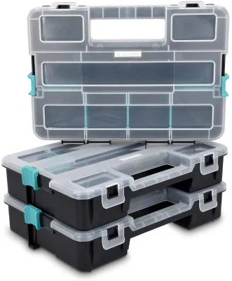 Plastic Stackable Organizer Storage Box Case for Tools, Small Parts, Jewelry