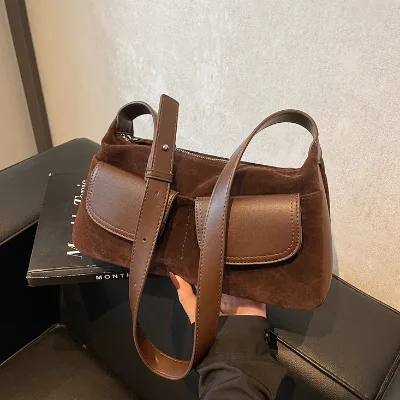 Fashion Dual Front Pockets Casual Pu Adjusted Strap Crossbody Bag Vintage High Quality Underarm Shoulder Bag