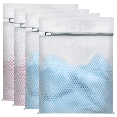 Modern Foldable Zipper Mesh Honeycomb Laundry Bag Reusable for Clothes & Bra Washing Bathroom Wholesale Polyester Product