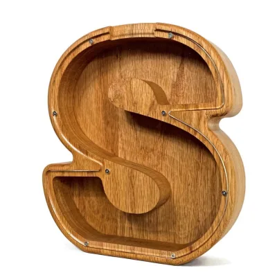 Wooden children's piggy bank letter shaped piggy bank acrylic transparent piggy bank customizable name