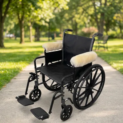 Natural Sheepskin Wheelchair Armrest Pads Breathable and Warm for Office Chairs