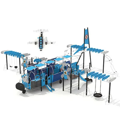 Slides with safety rails and easy-install kits for residential playground use.