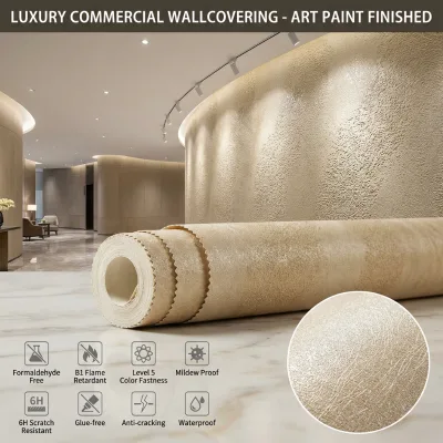 High Quality European Flame-resistant Anti-stain Mold-proof Non-Woven 3D Embossed PVC Free Wallpaper Rolls Hotel Entertainment