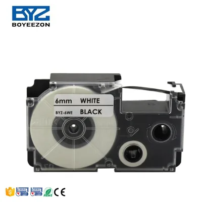 0.2 Inches/6 mm XR-6WE Label Writer Label Tape Black Lettering on White Background Printer Ribbon