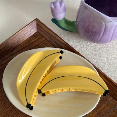 New Acetate Shark Clip High-quality Hair Claw Clips Banana-shaped Hair Claw Large, Stylish Hair Clip Fruit Hair Claw