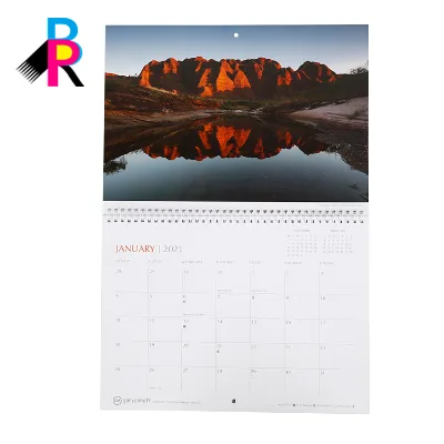 2026-2027 Promotional Custom Size Weekly Office Desk Use Wall Calendar Gloss Cover Saddle Stitching Paper/Glass/Metal Materials