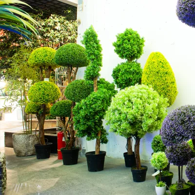 Wide Bonsai Boxwood Artificial Tree Silk Plant Plastic Topiary for Indoor Outdoor Decorative Balls