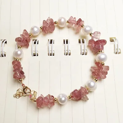 Romantic 7-8mm Natural Freshwater Pearls Bracelet Amethyst Natural Stone Crystal Bracelet Gold Healing Wholesale for Gifts