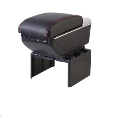Car Multi Armrest Center Console Organizer Double Storage Boxes With LED Light Ashtray Auto Universal Armrest Console Box