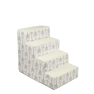 New Design Dog Stair Pet Stairs Durable Non-Slip High Density Foam Dog Steps 4 Steps with Custom Print Pattern