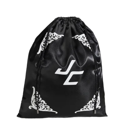 Promotion Black Satin Gift Antistatic Dust Bag Cap Custom Screen Printed Hair Bundle Underwear Shoe Packaging Drawstring Bags