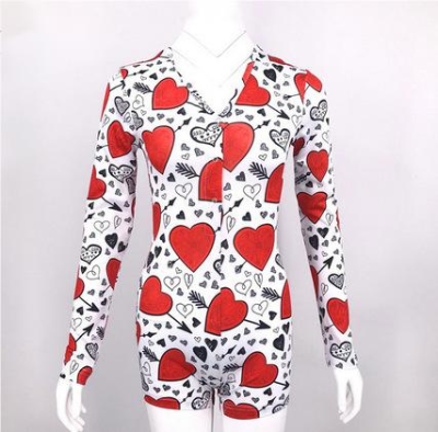 Hot Sale Deep V-neck Sexy Nighty Sexy Sleepwear Woman Onesie Pajamas Jumpsuit Valentine Day Pjs